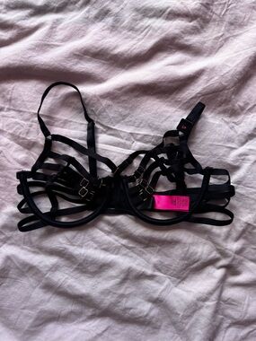 La Senza Black Strappy Cage Bra Harness Lingerie S